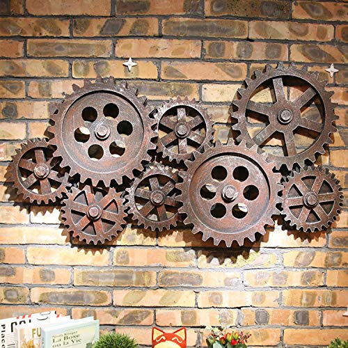 zenggp Duże dekoracje ścienne modele przekładni vintage styl przemysłowy dla barów/kawiarni, Red-Brown+94 x 51 cm