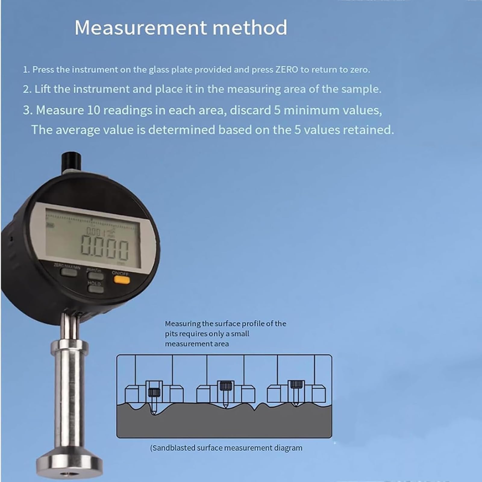 Oberflächenrauheitsprüfer, digitales Profilometer mit RS232-Schnittstelle, Messgenauigkeit ± 0,003 mm, Datenübertragung, Multi-Parameter-Oberflächen-Finish-Messung