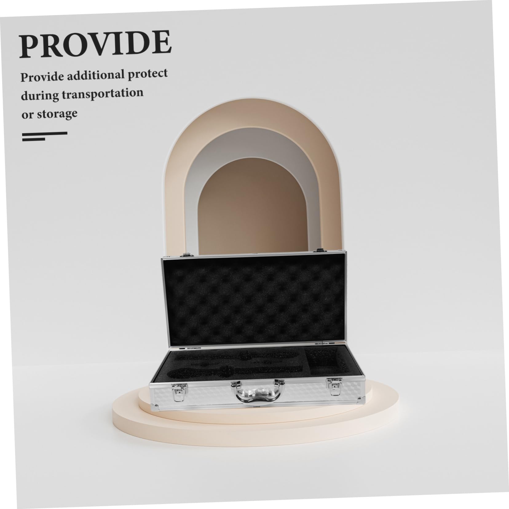 Generico Timke Protection Box custodia rigida per il trasporto Caso di attrezzature supporto per microfono multiplo Custodia microfono portatile porta microfono Lega di alluminio Argento