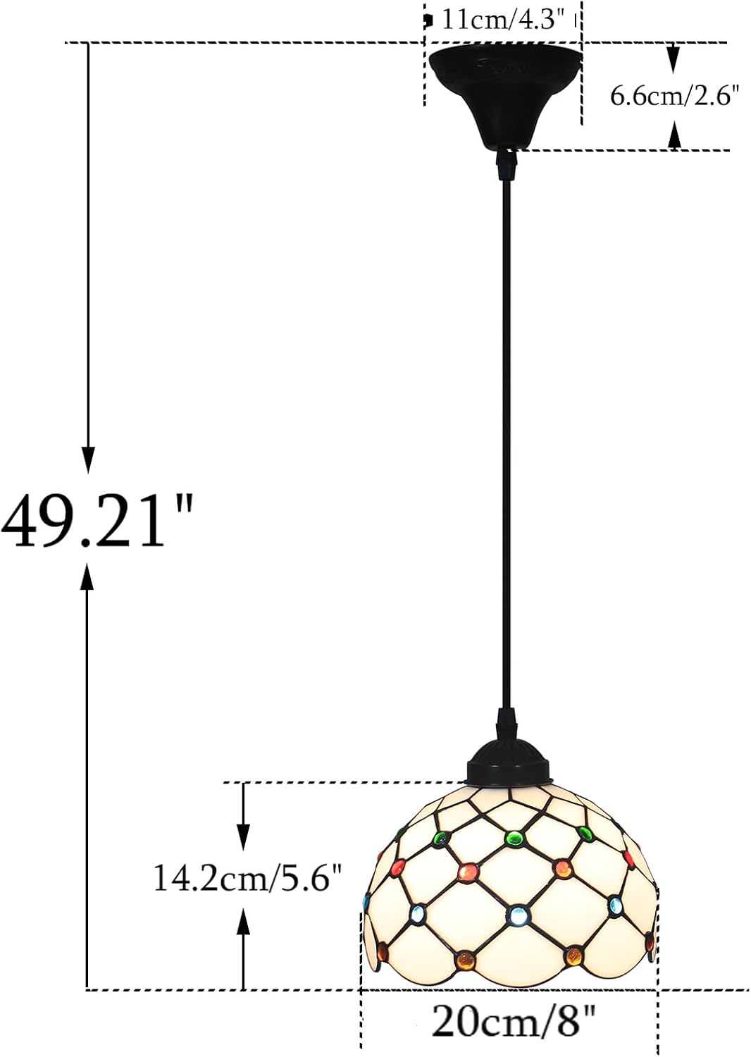 Hanging Lamp Tiffany Stained Glass Hanging Lights 8 Inch Pendant Lighting Fixtures for Kitchen Island Bar Hallway