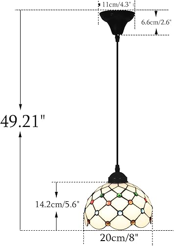 Miniatura 3 de Lámpara colgante Tiffany de vidrieras colgantes de 8 pulgadas, accesorios de iluminación colgantes para cocina, isla, bar, pasillo