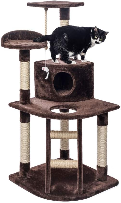 Cat Tree Tower, Cat Scratching Posts Tree Bed for Kittens, Cat Activity Tree with Plush Platform Bed (CT-A)