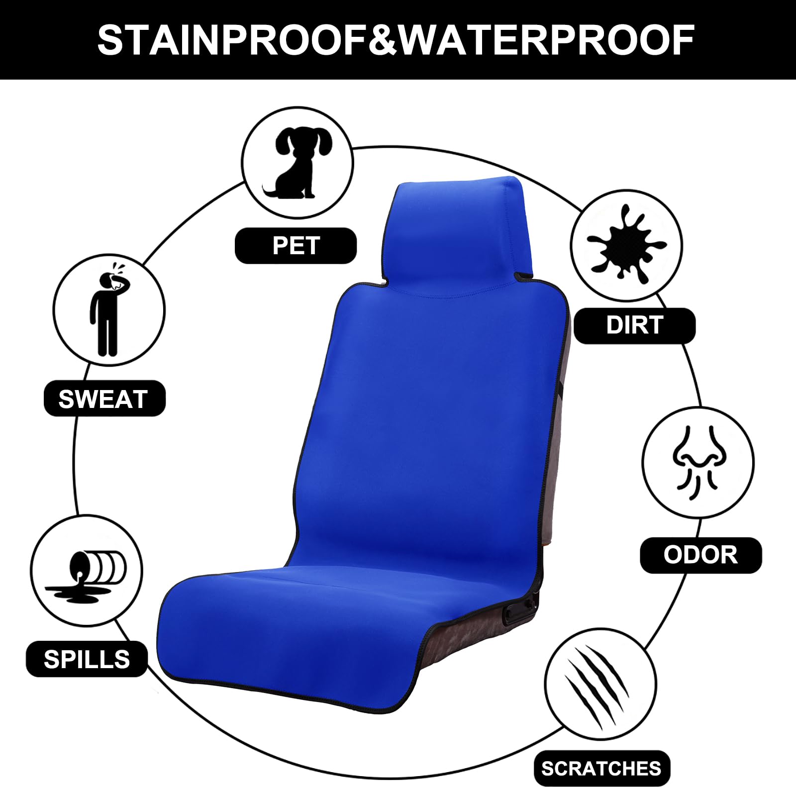 INFANZIA Coprisedili impermeabili di alta qualità, 2 pezzi, protezione per sedili auto, in neoprene, misura universale, 100% lavabile, rimovibile, antiscivolo, antiscivolo, per palestra, allenamento