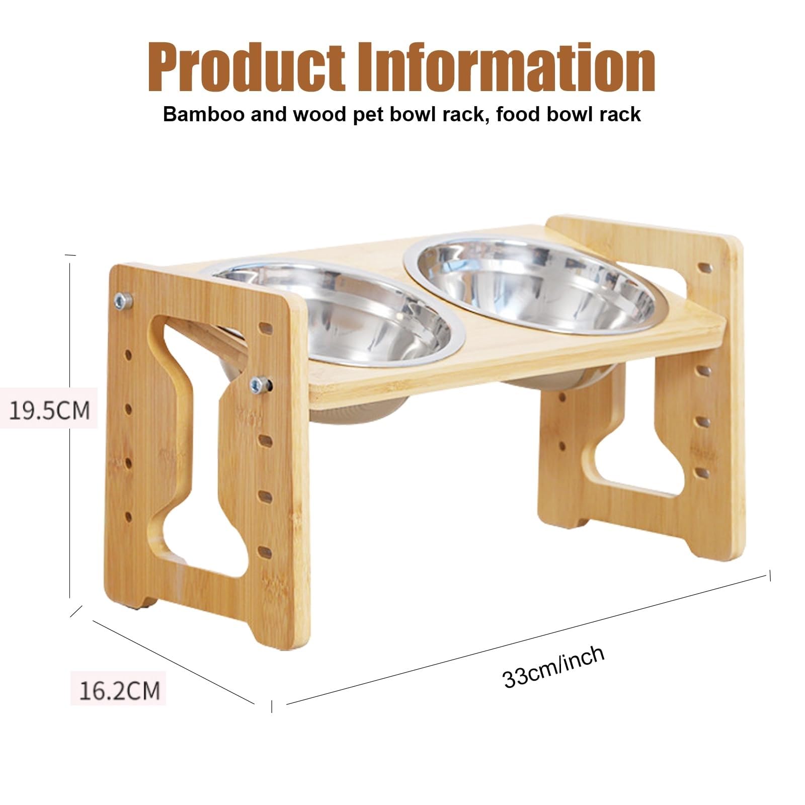 GOMETY Comedero para perros elevado con soporte, antideslizante, altura ajustable, 5 alturas ajustables, inclinación de 15°, estación de alimentación con 2 cuencos de acero inoxidable para perros