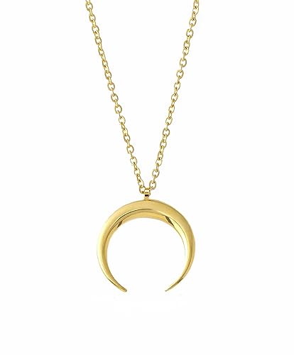 Kritz Collier Femme Croissant Lune plaqué Or - Pendentif Demi Lune et Chaîne Réglable - Bijoux Mode Cadeau
