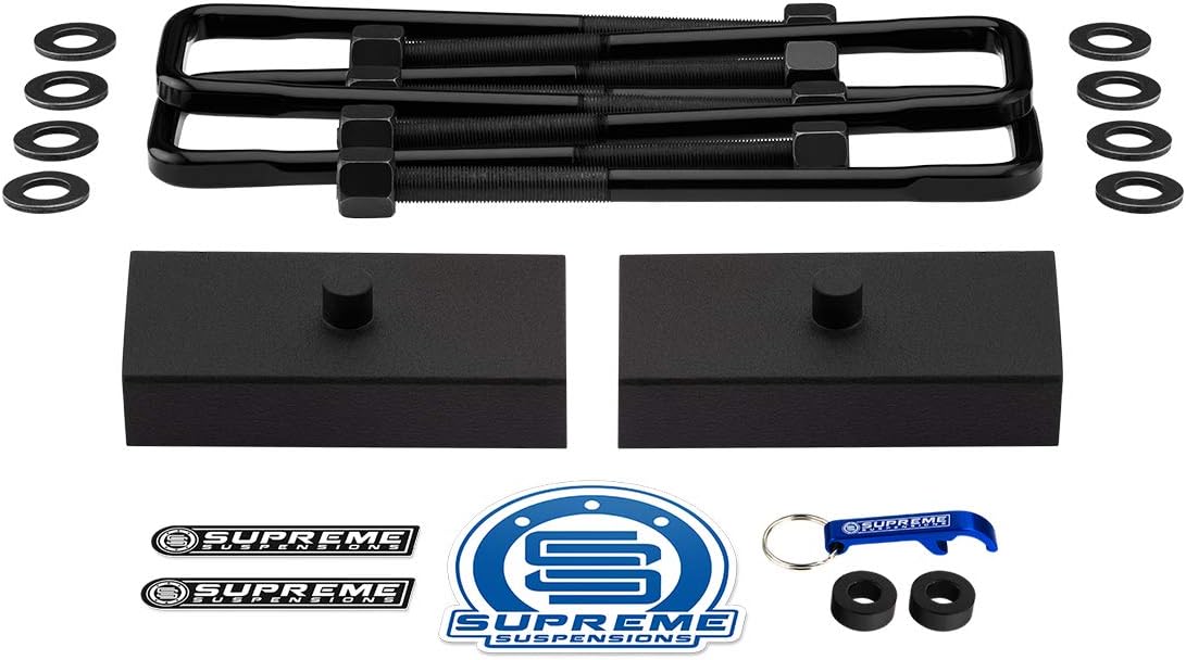 Supreme Suspensions - 1" Rear Lift Kit for 2000-2010 Chevrolet Silverado & GMC Sierra HD Series Non-Overloads 2WD 4WD - Rear Suspension Lift Kit with Forged Flat Top U-Bolts