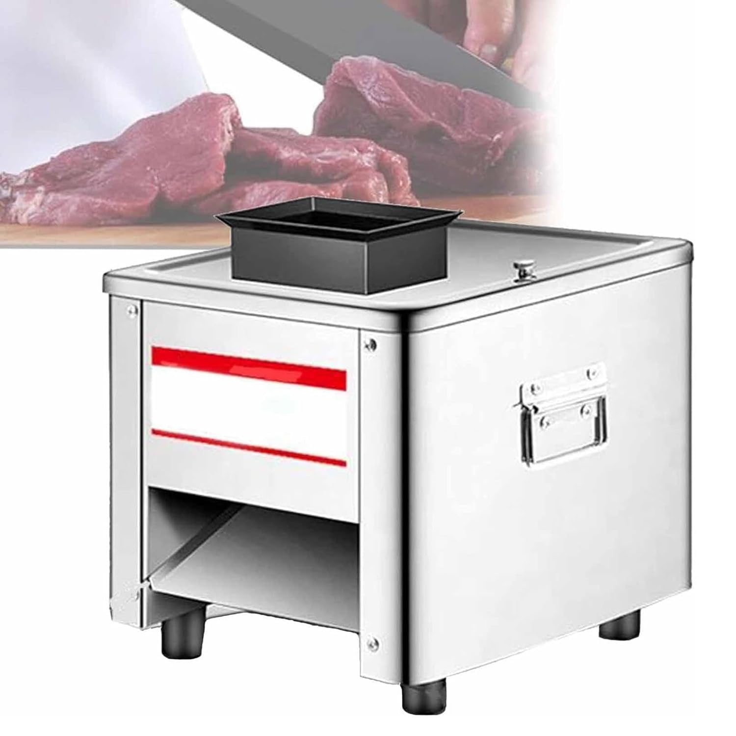 Cortadora De Carne Eléctrica De Acero Inoxidable - Máquina Cortadora Automática De Carne Fresca para Pechuga De Pollo Deshuesada, Cerdo Y Verduras Blandas - Ancho De Rebanada(Size:15mm)
