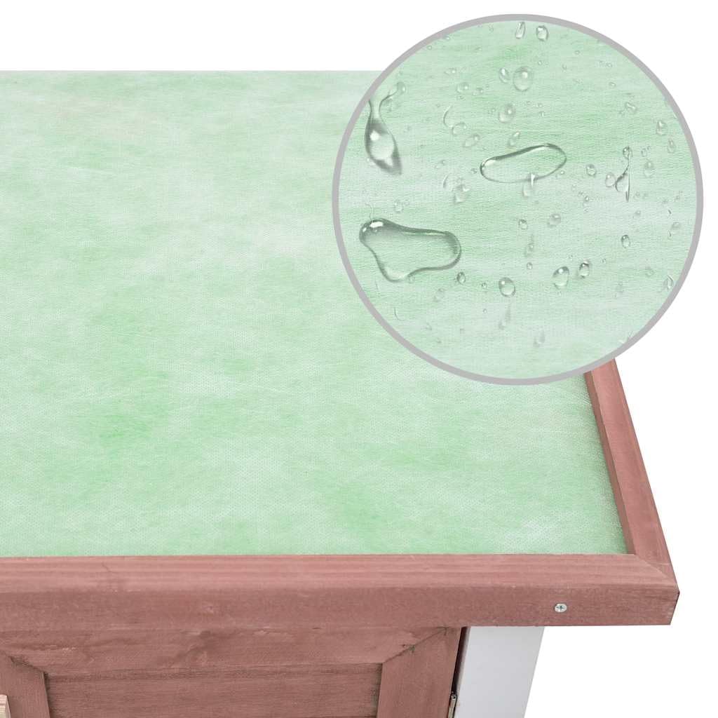 Drewniany domek dla królików z 4 drzwiami, odporny na warunki atmosferyczne domek dla małych zwierząt z zielonym dachem ochronnym, wybieg z siatki drucianej dla królików i gryzoni, 90 x 45 x
