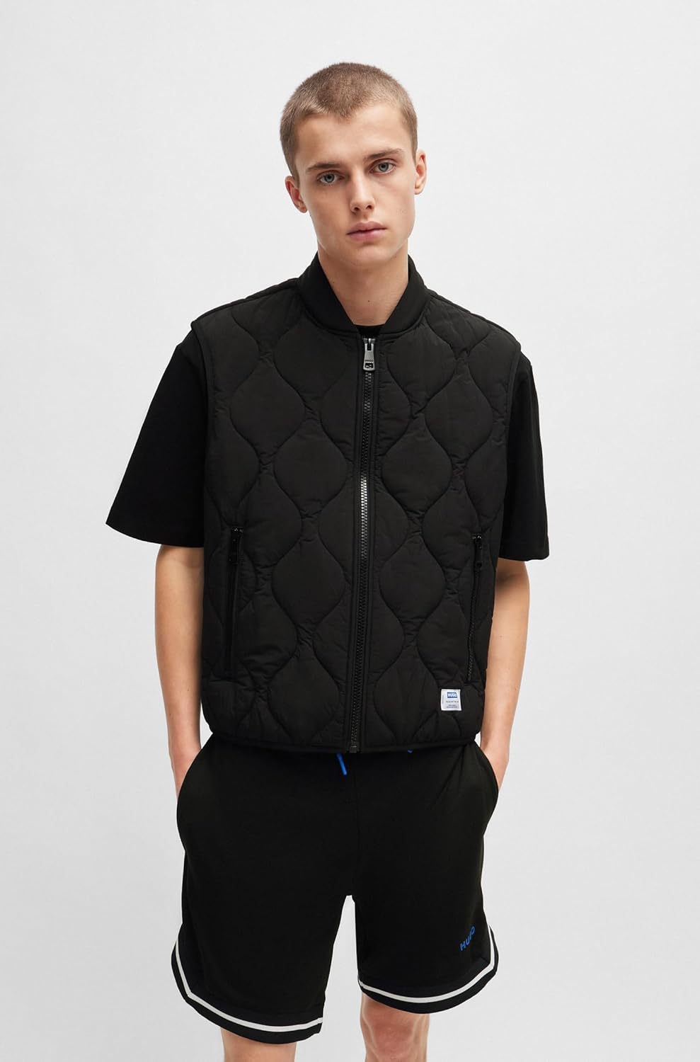 HUGO mens Quilted Zip Up Bomber Jacket - Image 2