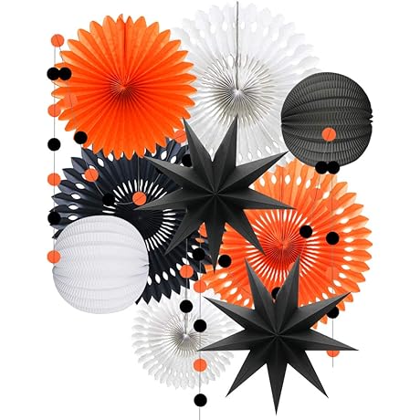 ADLKGG Orange White Black Halloween Decorations