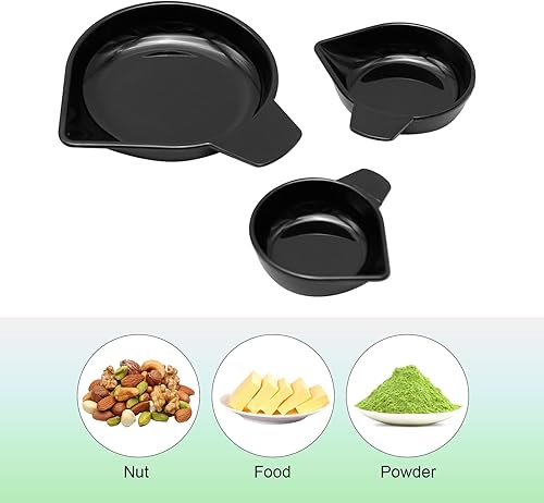 Miniatura 4 de DUZFOREI Cacerolas de polvo de pesaje de 5 tamaños, bandeja de báscula, caño estrecho, platos de pesaje de plástico para pesar gemas de polvo líquido