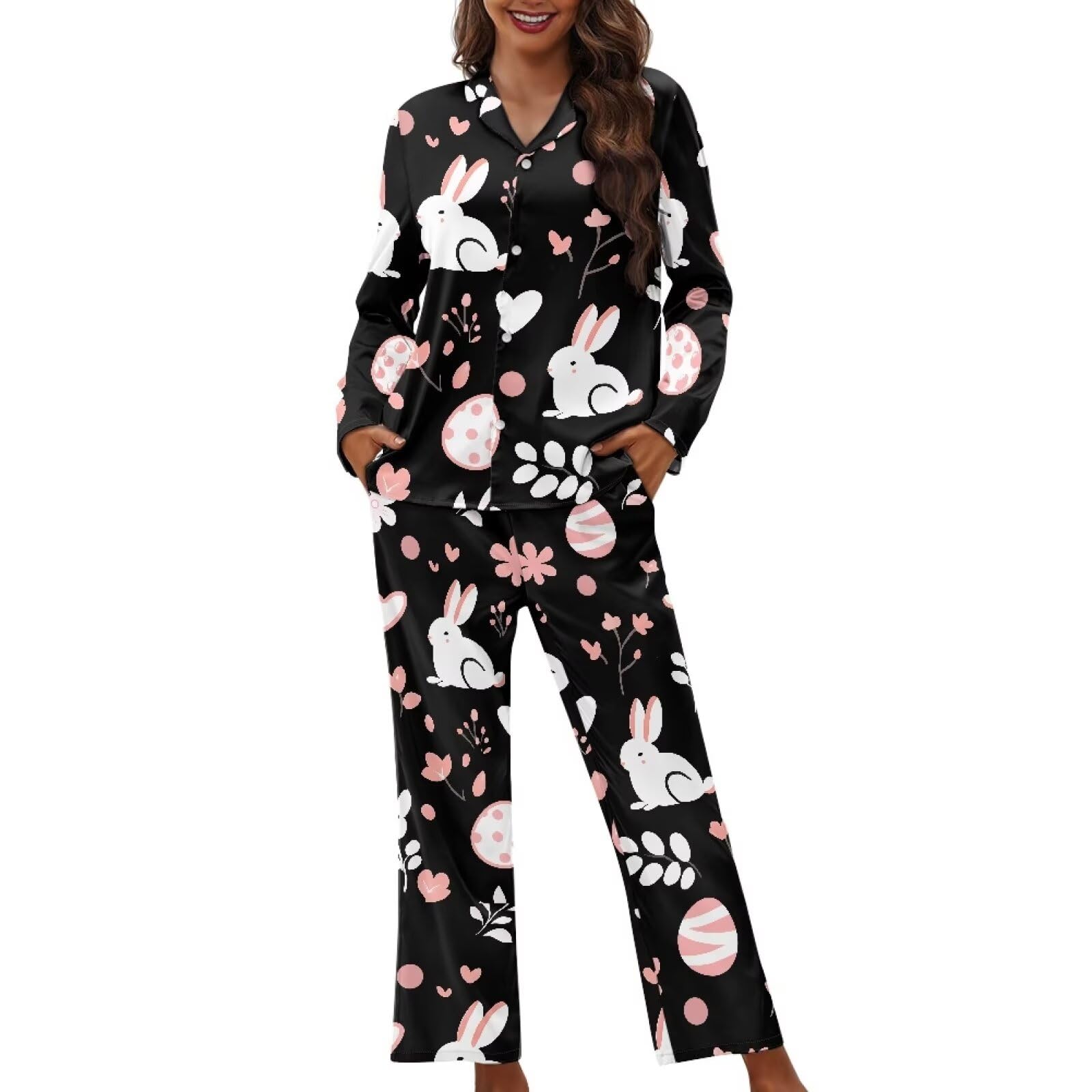 Kathyboom Soft Women's Pajamas 2 Piece Long Sleeve Pajama Set Casual for Women XS-4XL 