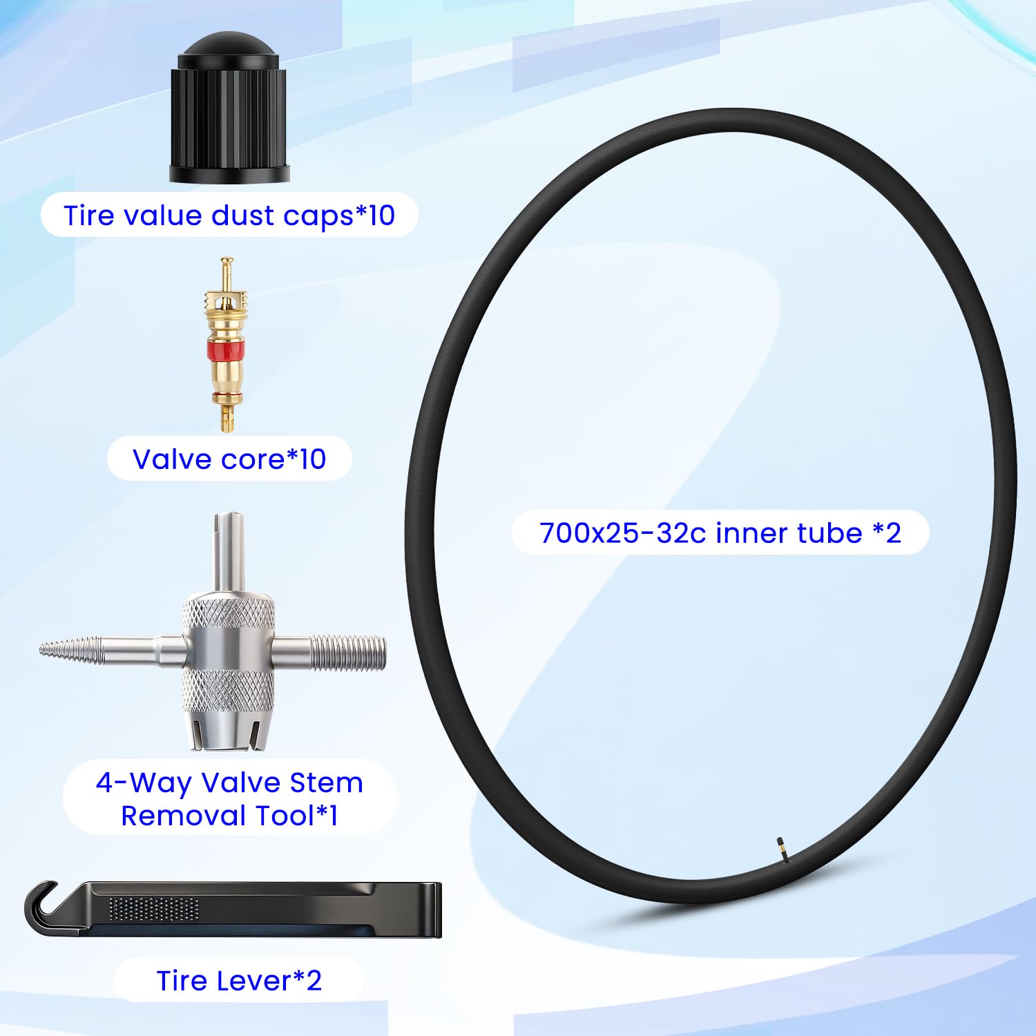 Camera d'aria per bici 700c da 28 pollici, 700 x 25-32c, compatibile con pneumatici per bici 700 x 25C, 700 x 28 C, 700 x 30 C, 700 x 32 C, con valvola Schrader da 60 mm, gomma butilica, per bici da