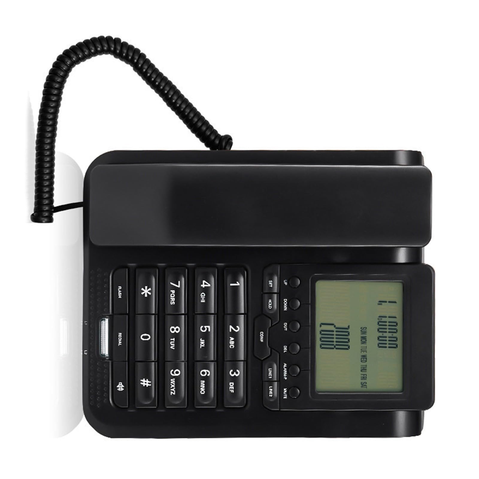 Telefono Fisso con Display chiamante, modalità Vivavoce e Design con Pulsanti Grandi per Anziani, Adatto alle Case, Vivavoce, Telefono con Filo, Display chiamante