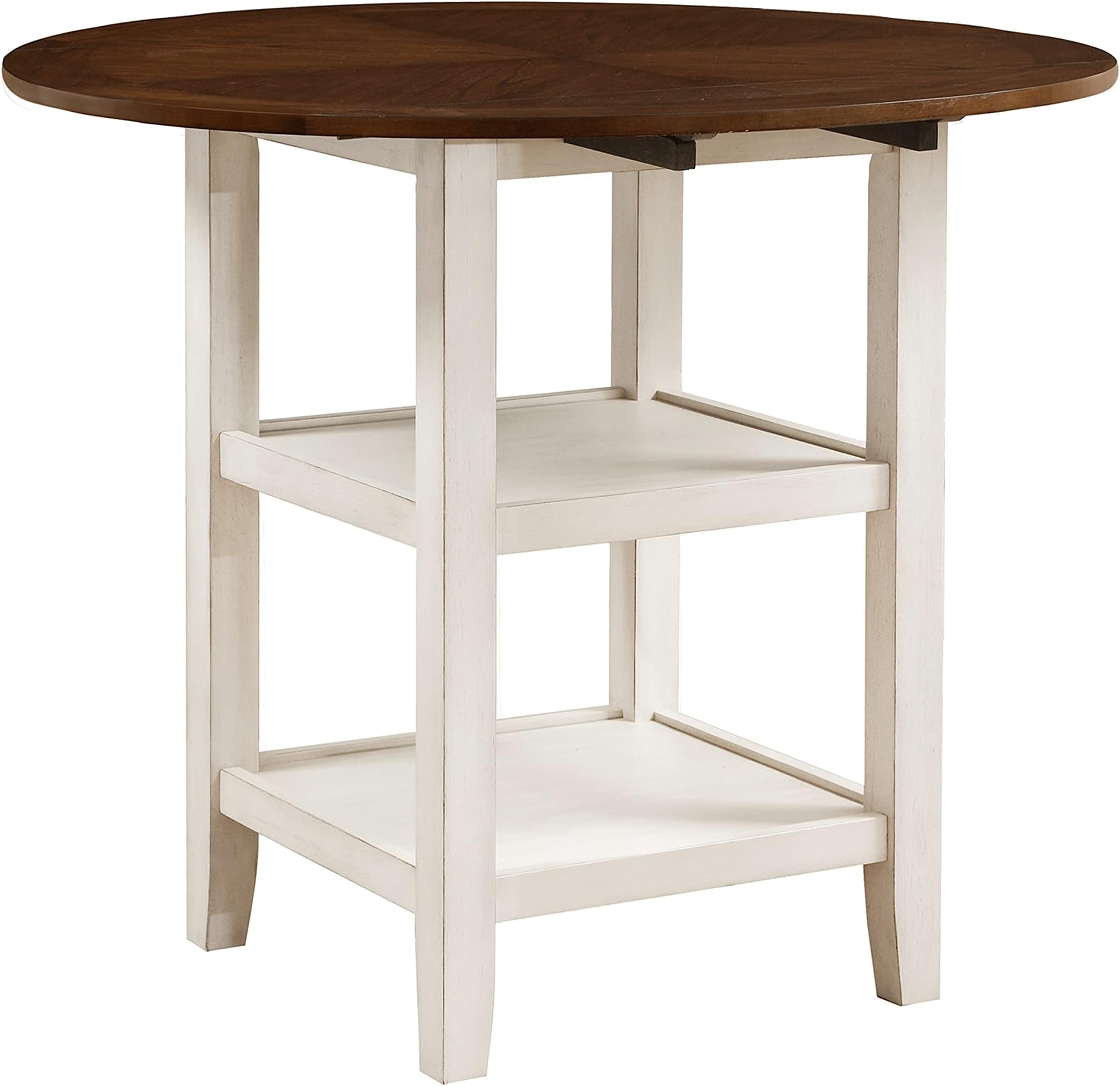 Lexicon Thompson Two Tone Round Counter Height Drop Leaf Table, 42" x 36", Dark Cherry/Whitewash