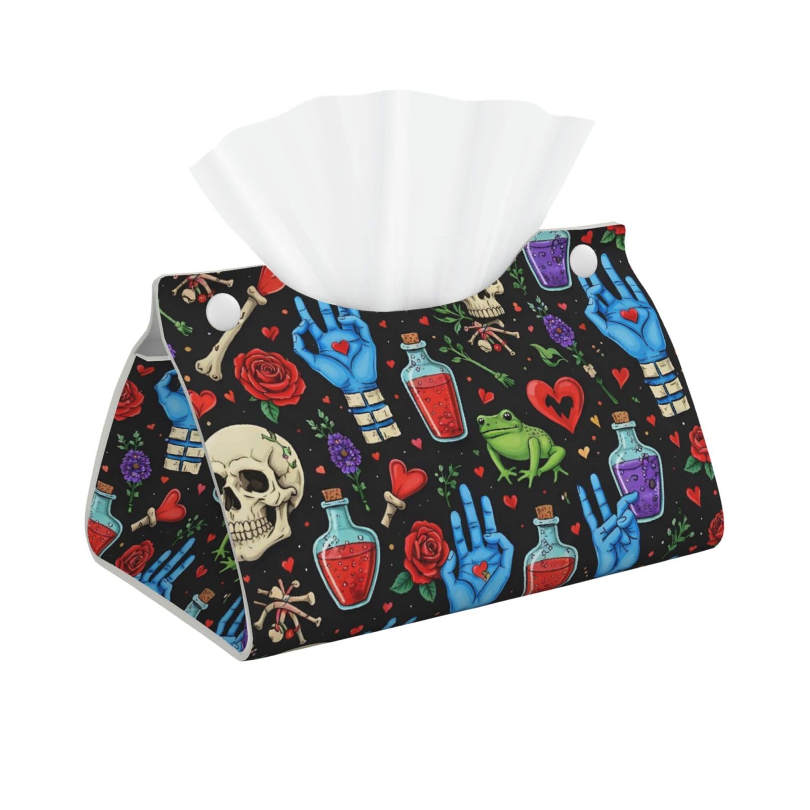 Halloween Goth Skull Mushroom Vampire Magic Witch Witchcraft Long Tissue Box Cover Holder Home Decor Aesthetic 7.87'' x 5.12'' x 0.98''
