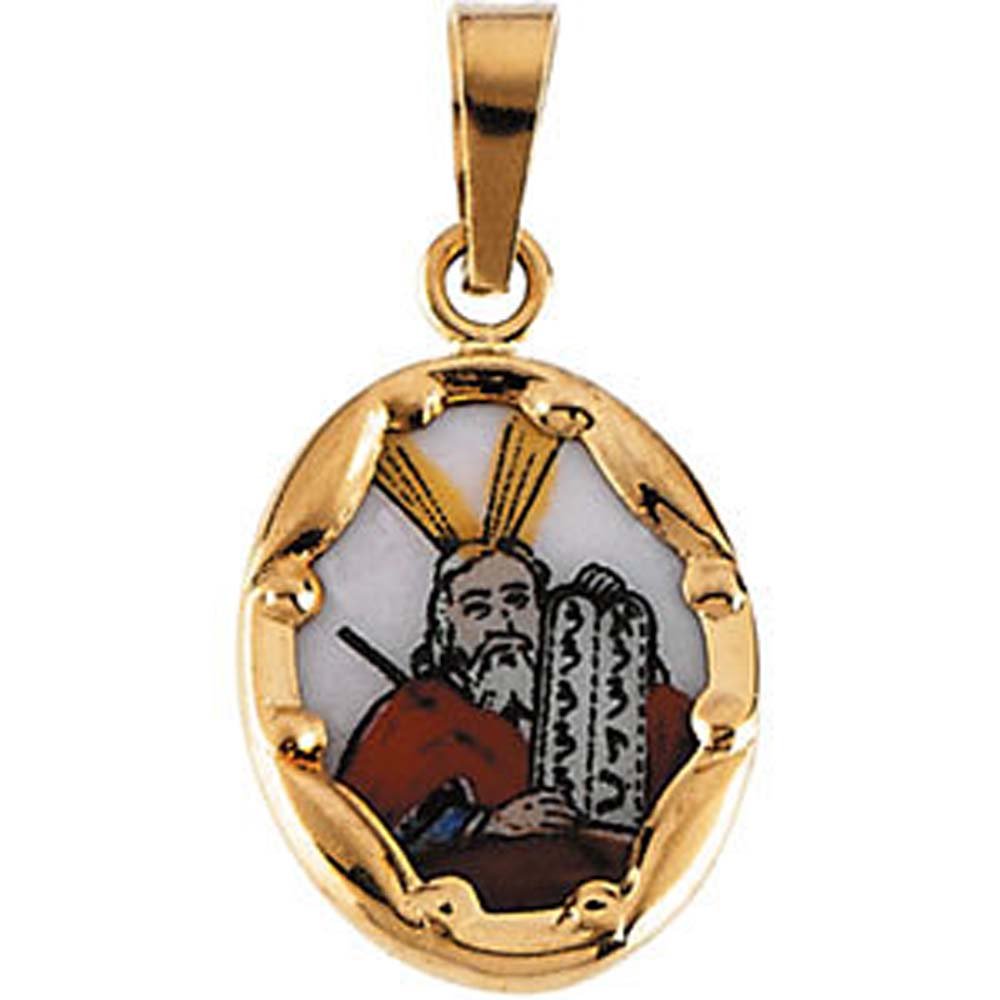 Banvari 13.00x10.00 mm Ceramic Moses Pendant in 14K Yellow Gold