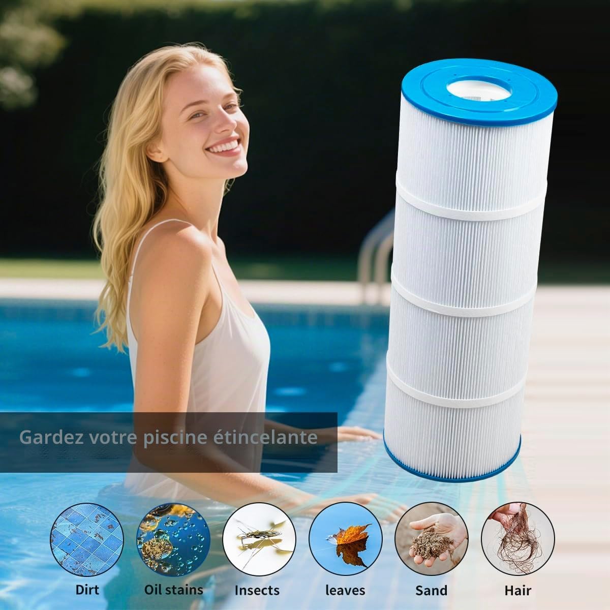 Lot de 4 filtres de piscine pour SwimClear C3025, C3030, PA 81, C-7483, FC-1225, FC-6425, Ultral-A3