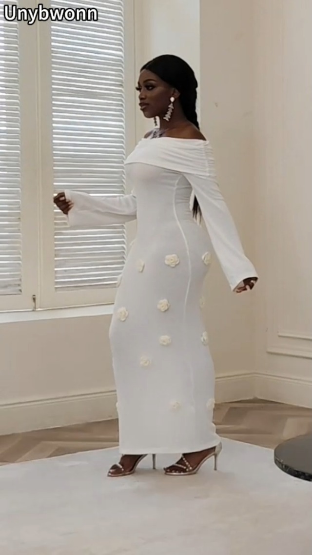 white christmas dresses Off-The Shoulder Long Mermaid Prom Dress with Beads Smoky Blue / 16 main image 1