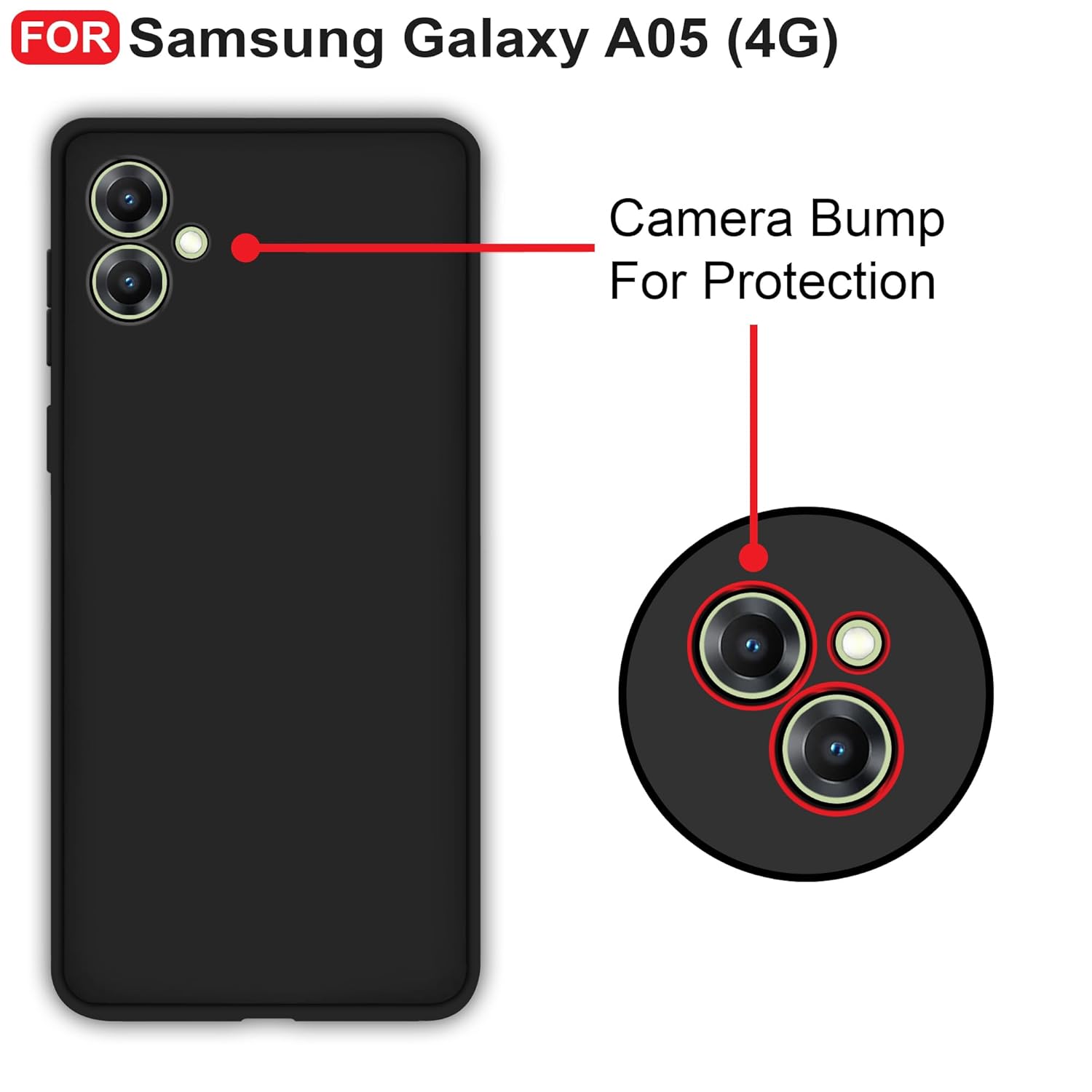 CEDO Samsung Galaxy A05 / F05 / M05 (4G) Back Cover | Camera Bump Protection & Inner Velvet Fabric Lining | Ultra Slim Matte Soft Rubberised Case Cover (Black) 8 61+eh2HTRKL. SL1500