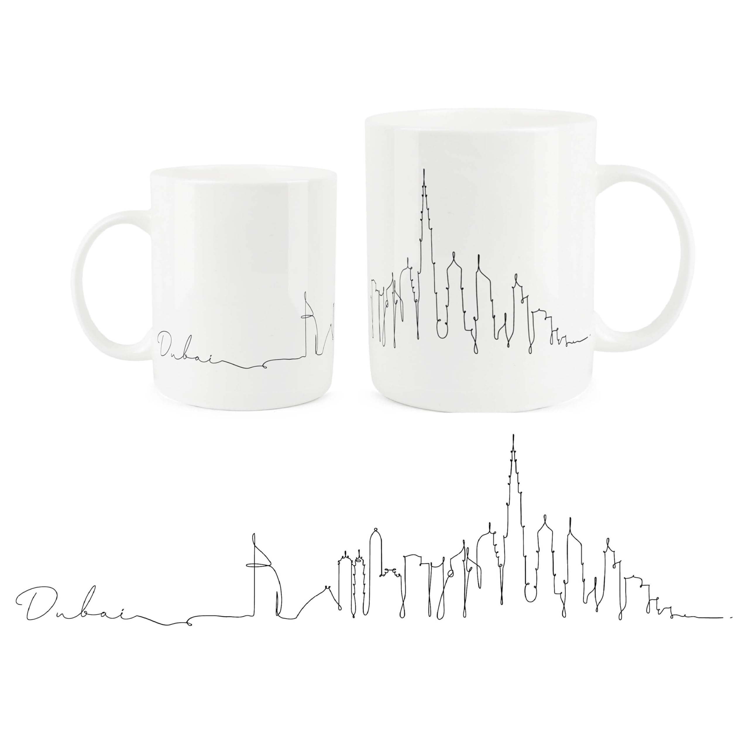 Dubai City Skyline Collection - Fine Bone China Mug White Coffee/Tea Present Gift for Travel Lovers