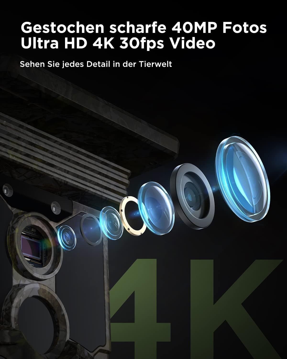 CEYOMUR Solar WLAN Bluetooth Wildkamera Handyübertragung, 4K 30fps 46MP Jagdkamera, mit Bewegungsmelder Nachtsicht IP66 Wasserdicht für Wildtier Überwachung mit U3 32GB Micro SD-Karte