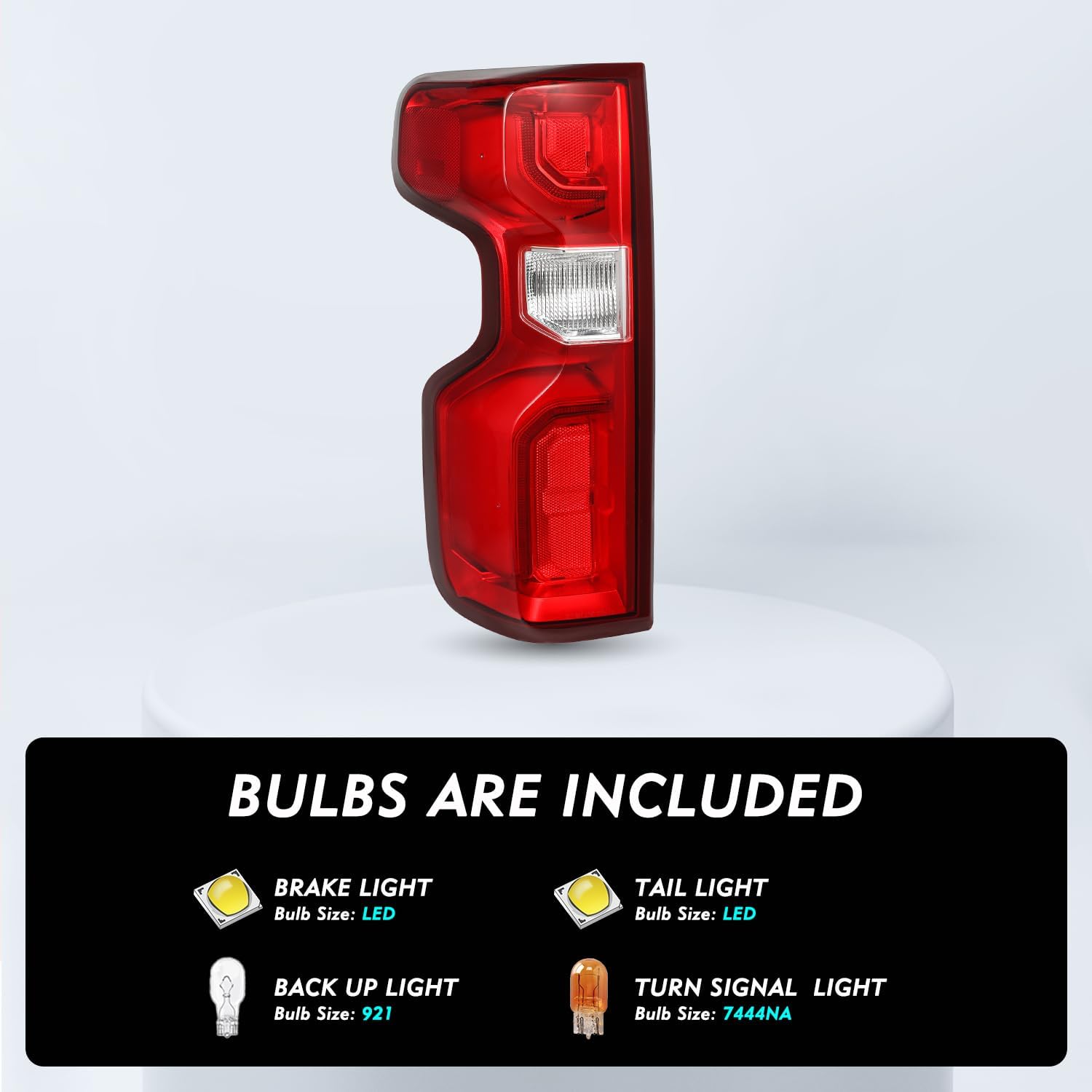 LED Tail Light Assembly Compatible With 2019 2020 2021 2022 2023 Chevy Silverado 1500 Taillights Brake Rear Lamp with Bulb and Harness Left Driver Side