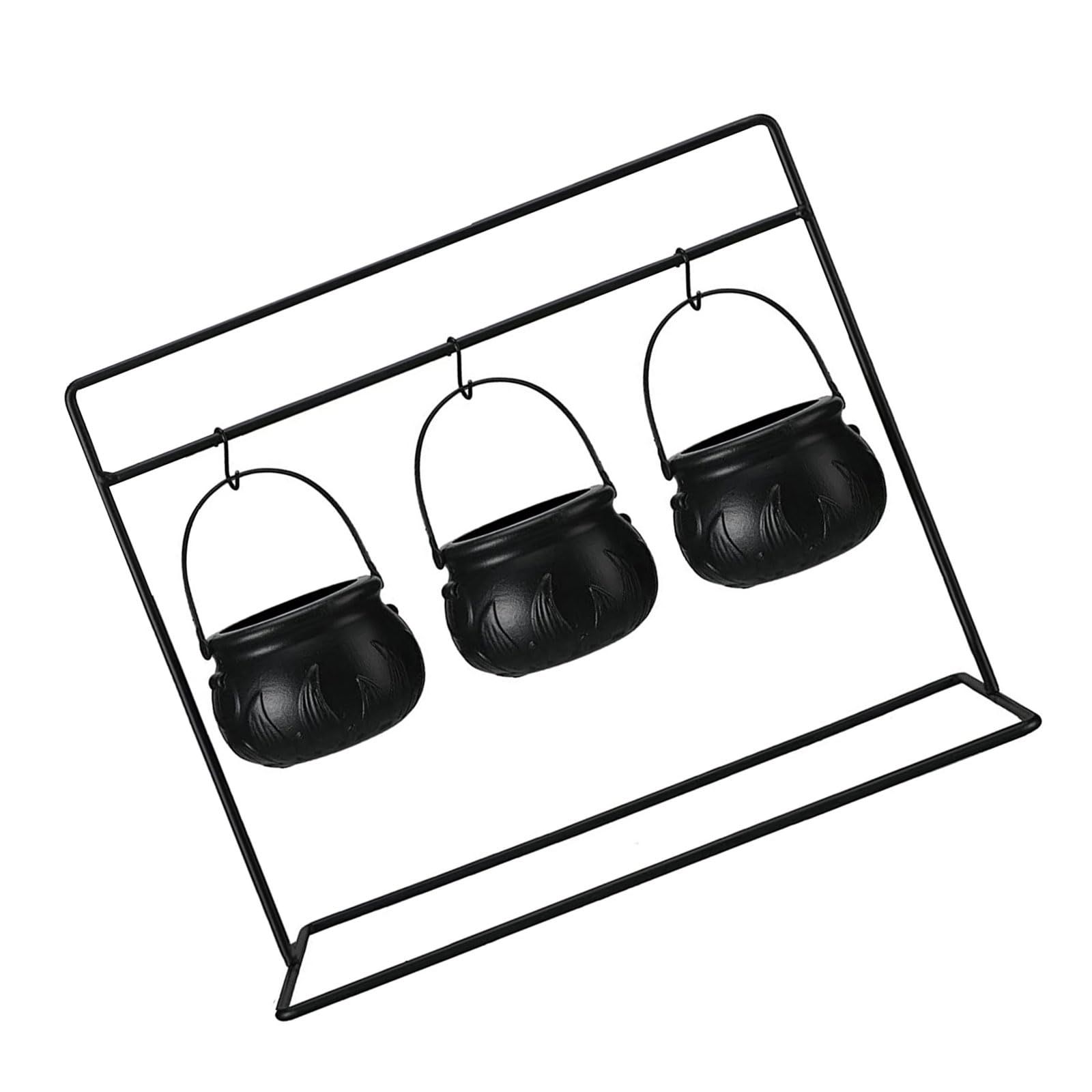 Jazuaiao Halloween Party Decors Set of 3/6 / 9 Hanging Witches Cauldrons with Sturdy Metal Frame for Indoor Outdoors Use Halloween Witches Cauldron Candy Bowl