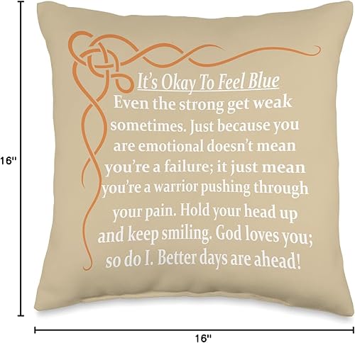 Miniatura 4 de DesignsByKelley Best Wishes Fast Recovery Gifts Inspired It's Okay to Feel Blue Get Well Soon - Almohada de regalo, 16 x 16 pulgadas, multicolor