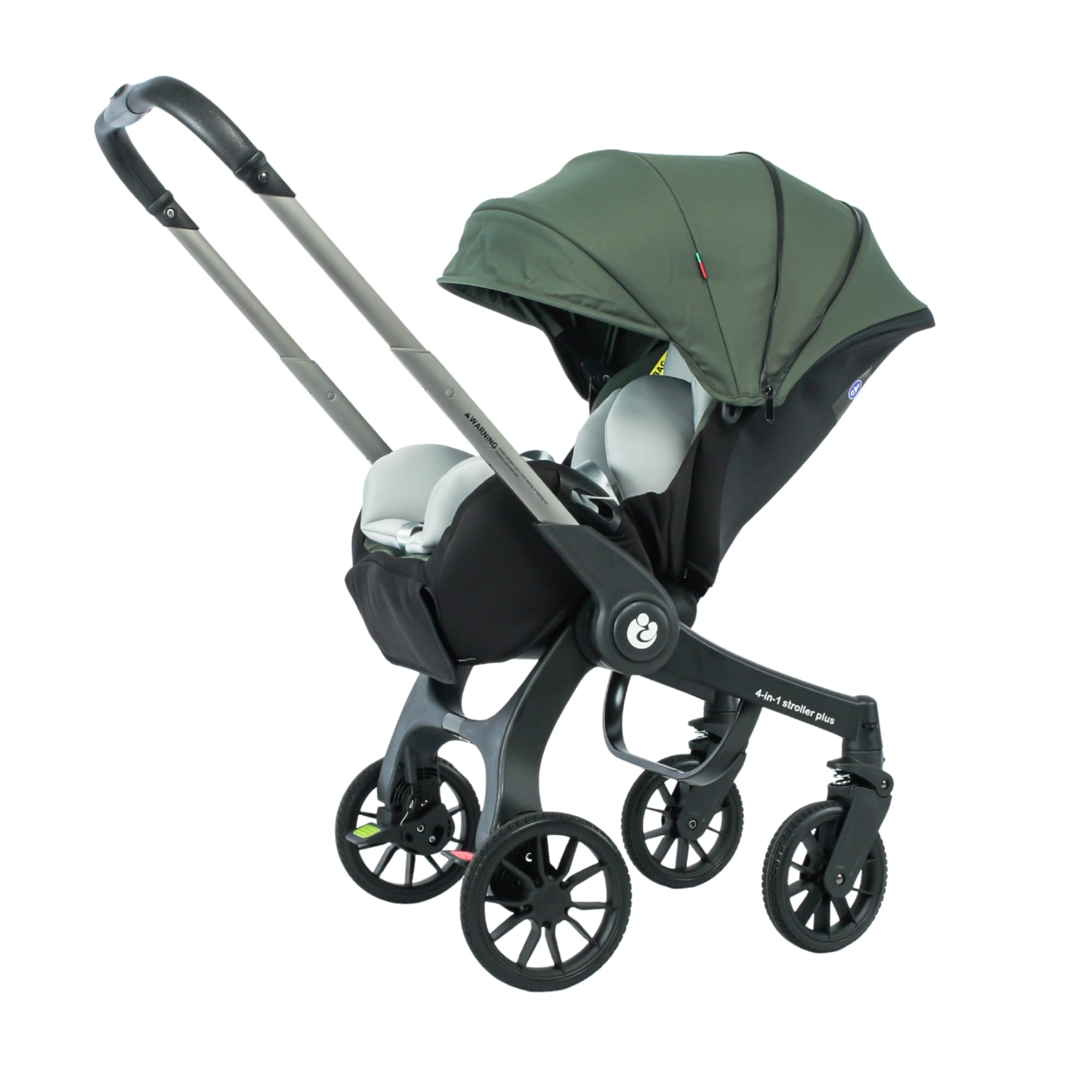 Passeggino Trio 4 in 1 Multifunzione，con Doppia Modalità Push Reversibile，Carrozzina per Neonati in Pieghevole，dalla Nascita a 22 kg（verde）