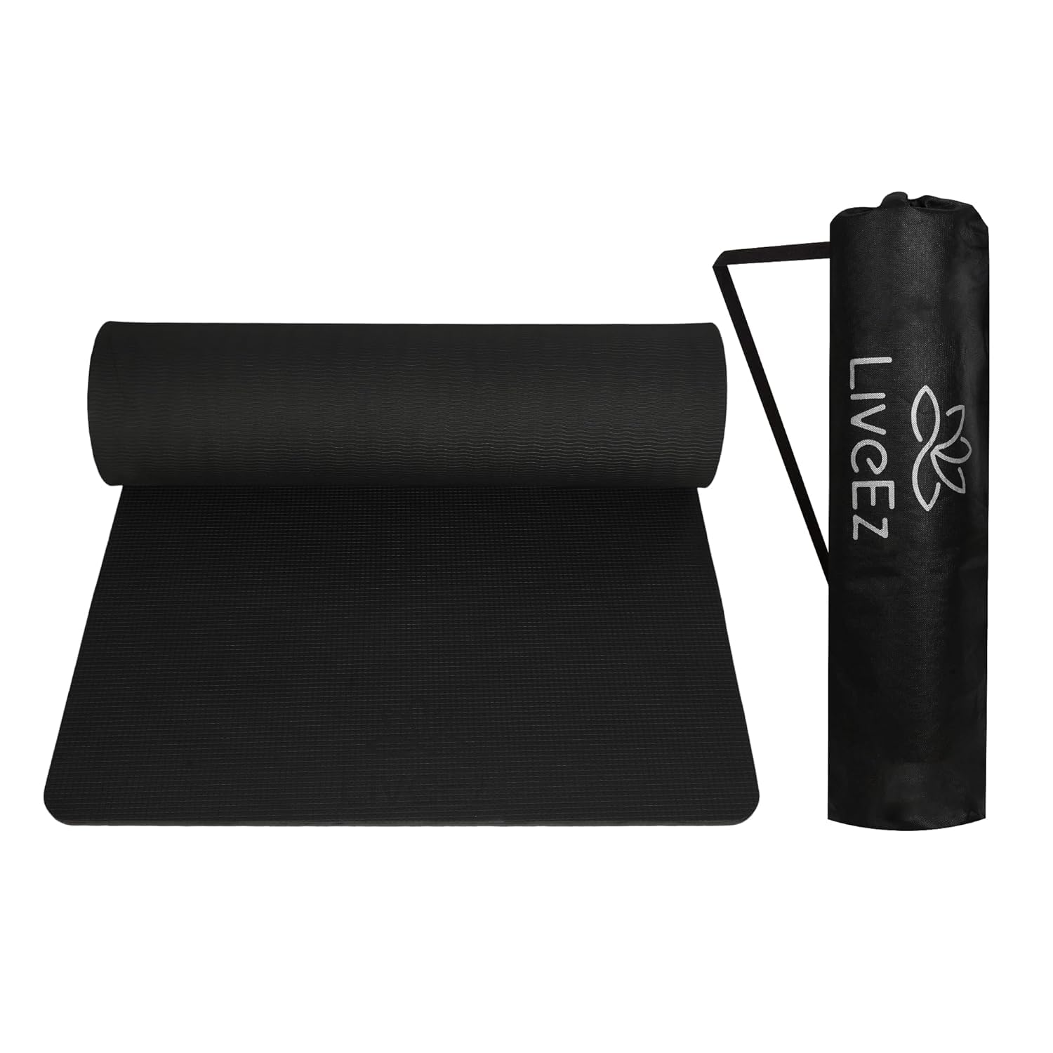 LiveEZ Anti-Skid Lightweight with perfect grip EVA Yoga Mat for Men and Women with Carry Bag (10mm, Black color) (B0CQ2P4KW8) Amazon Price History, Amazon Price Tracker