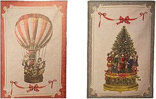 BLANC MARICLO' Juego de 2 paños de cocina Vintage Christmas, 50 x 70 cm