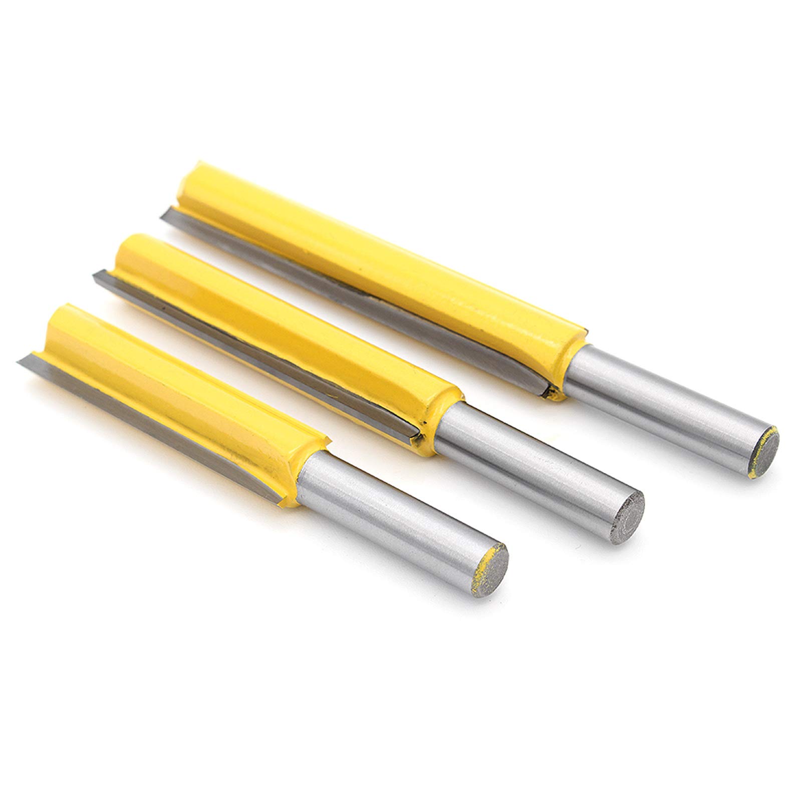 3Pcs 8 mm vástago Hoja extra largo recto Fresa Bit Madera Edición Cutter Set, Brocas rectas de flauta doble, fresas rectas, fresa para trabajar la madera