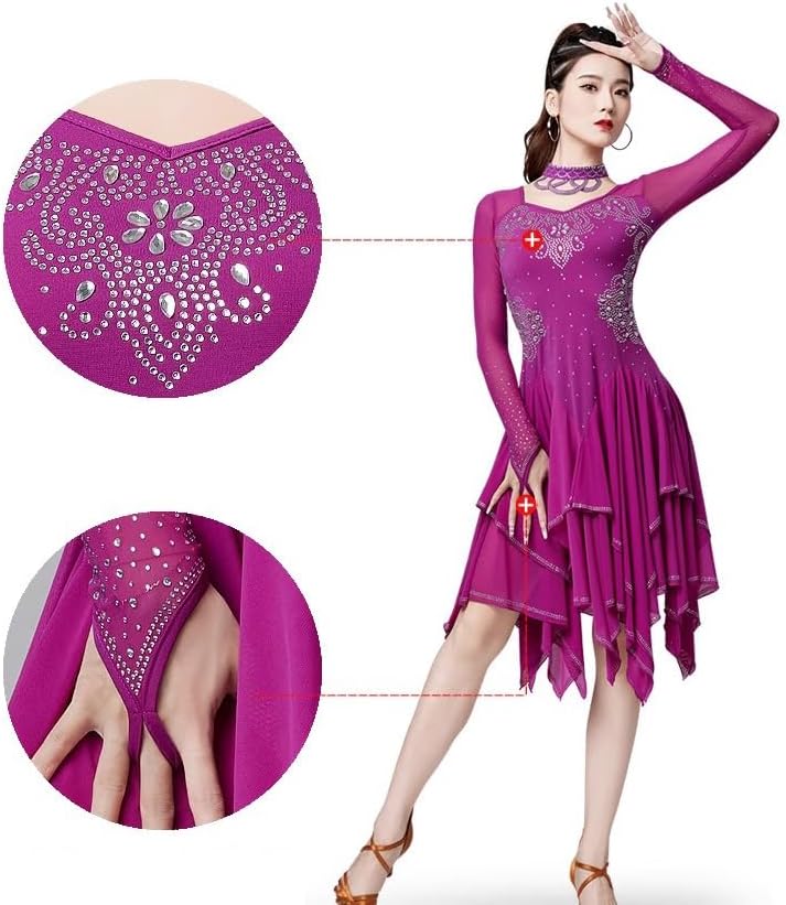 Women's Latin Practice Dancing Outfit Salsa Performance Dancewear Ballroom Dance Dresses Cha Cha Dancing Costumes