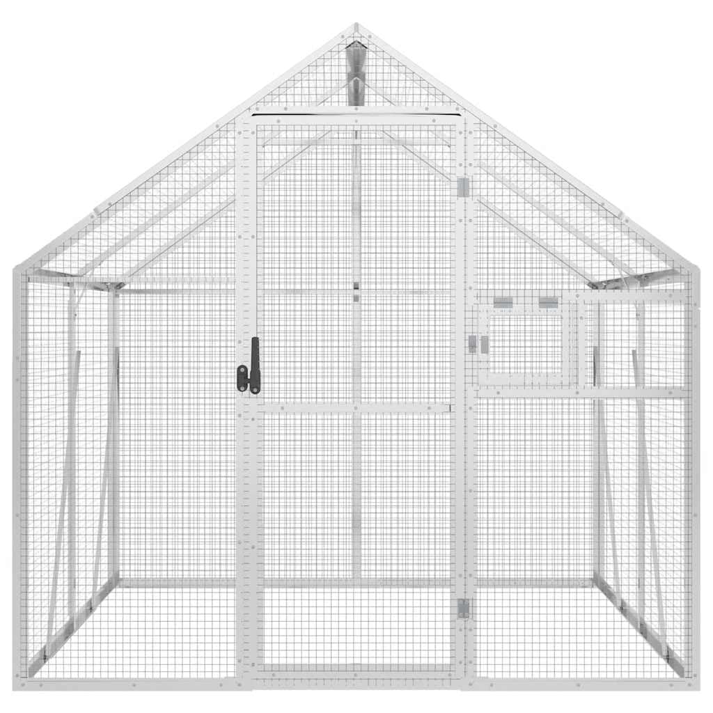 Voliere, Vogelvoliere mit Wire Mesh Grids, Vogelkäfig für Außenbereich, Vogelhaus Papageienkäfig Papageienvoliere,Silber,1.79 x 2 x 1.85 m