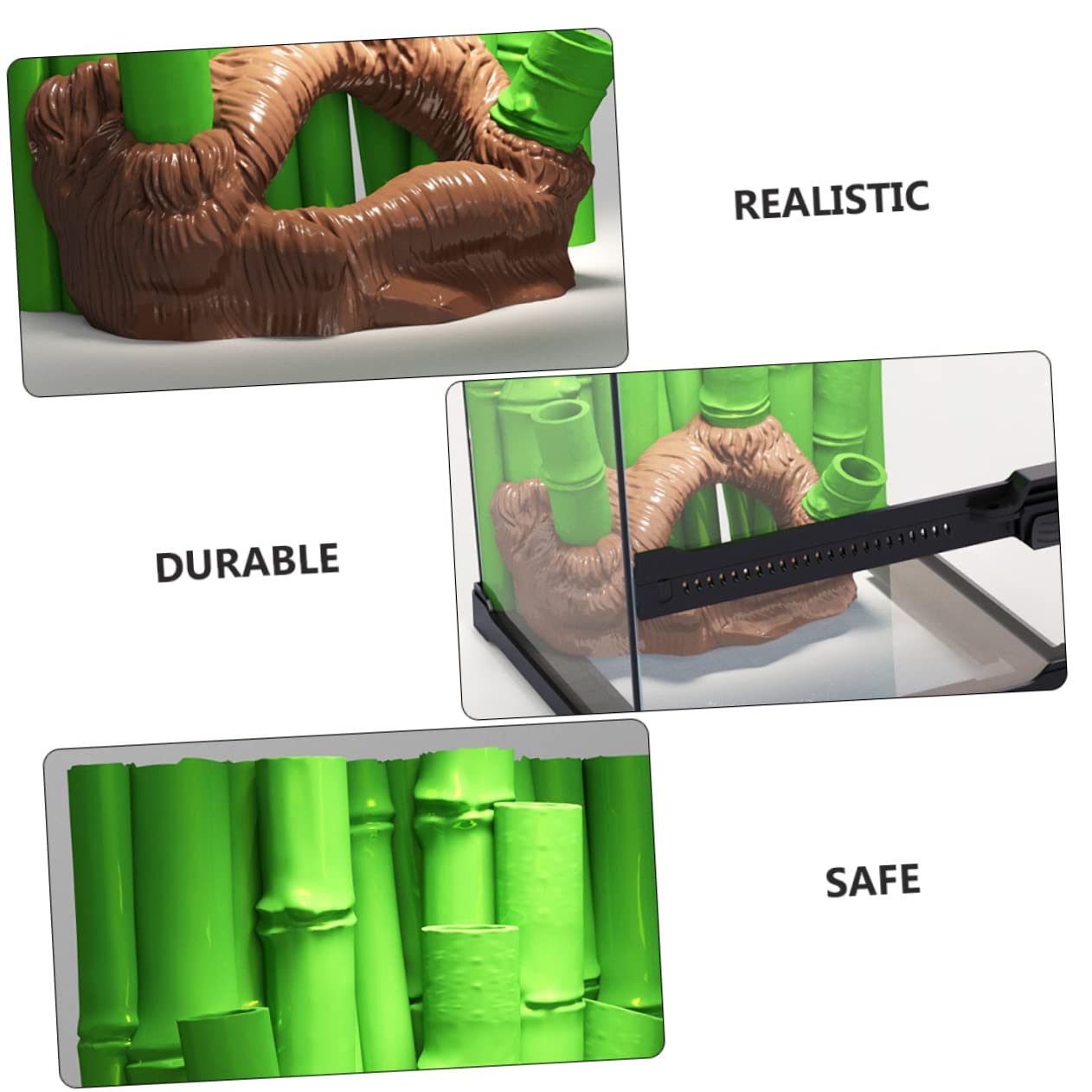 Kisangel Rückwand für Aquarium 3D Bambus Harz Landschaftsgestaltung mit Realistischer Höhle zur Dekorativen Aquariumrückenwände für Fisch und Schildkrötenbecken Zufällige Farbe