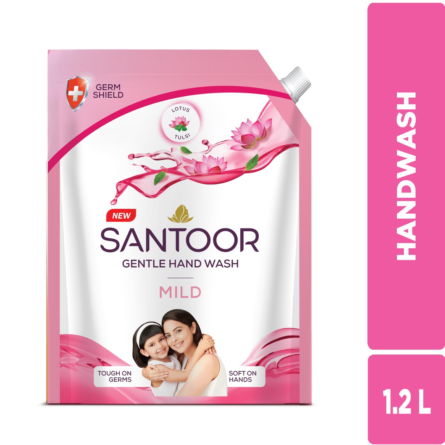 Santoor Mild Gentle Hand Wash 1200ml with Goodness of Lotus & Tulsi| Rich Lathering Formula with Anti-Bacterial Properties| Soft on Hands| Soothes & Hydrates Skin 2