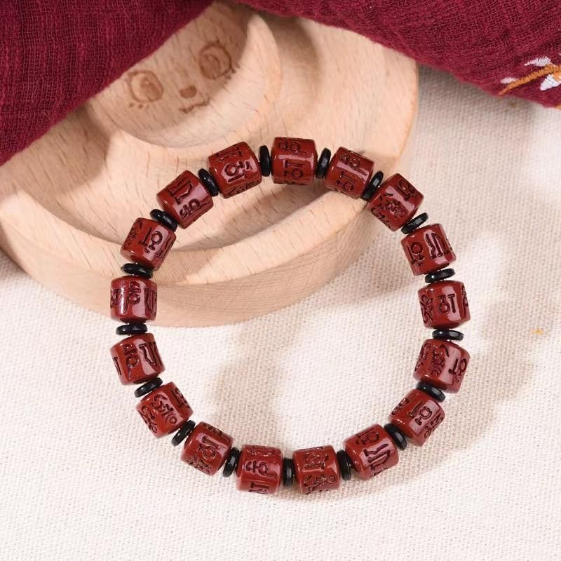 Feng Shui Bracelet – Natural Cinnabar Six Syllable Mantra Beads, Om Mani Padme Hum Spiritual Jewelry for Protection, Love & Couple Gift Set - Image 4