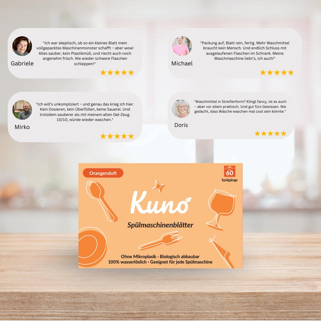 Kuno Hojas para lavavajillas – 240 ciclos – Limpieza ultra limpia sin plástico – Vegano y biodegradable – Fragancia fresca – Apto para todos los lavavajillas (4)