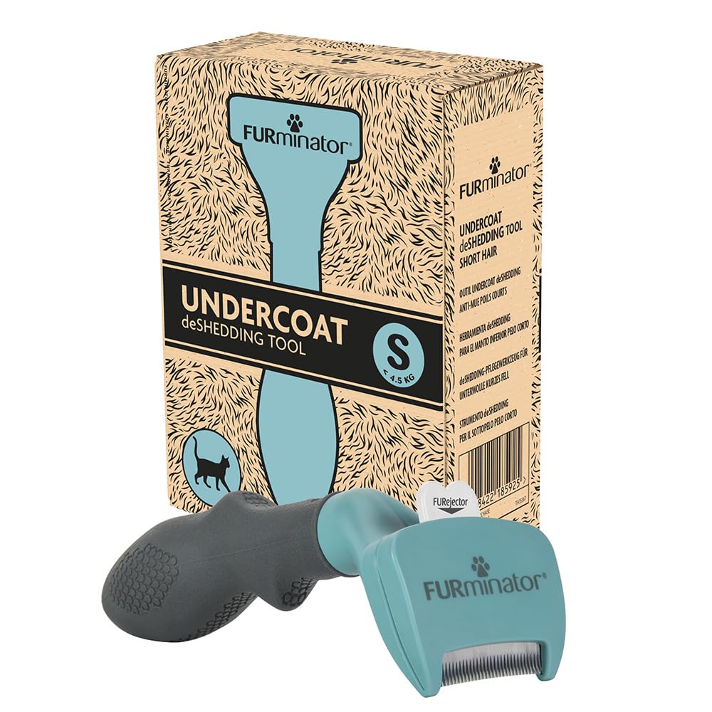 FURminator deShedding Tool S, Cepillo para Gatos pequeños de Pelo Corto para Eliminar el subpelo, Embalaje reciclable