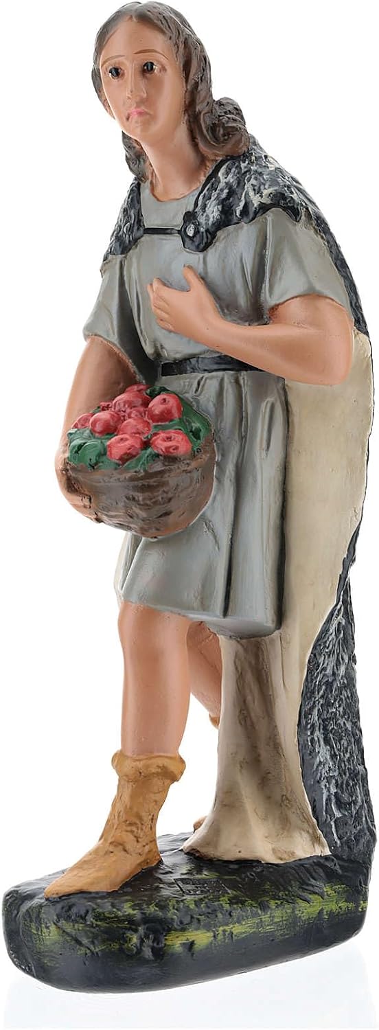 Holyart Farmer with Vegetables in Hand Painted Plaster, for 40 cm Arte Barsanti Nativity