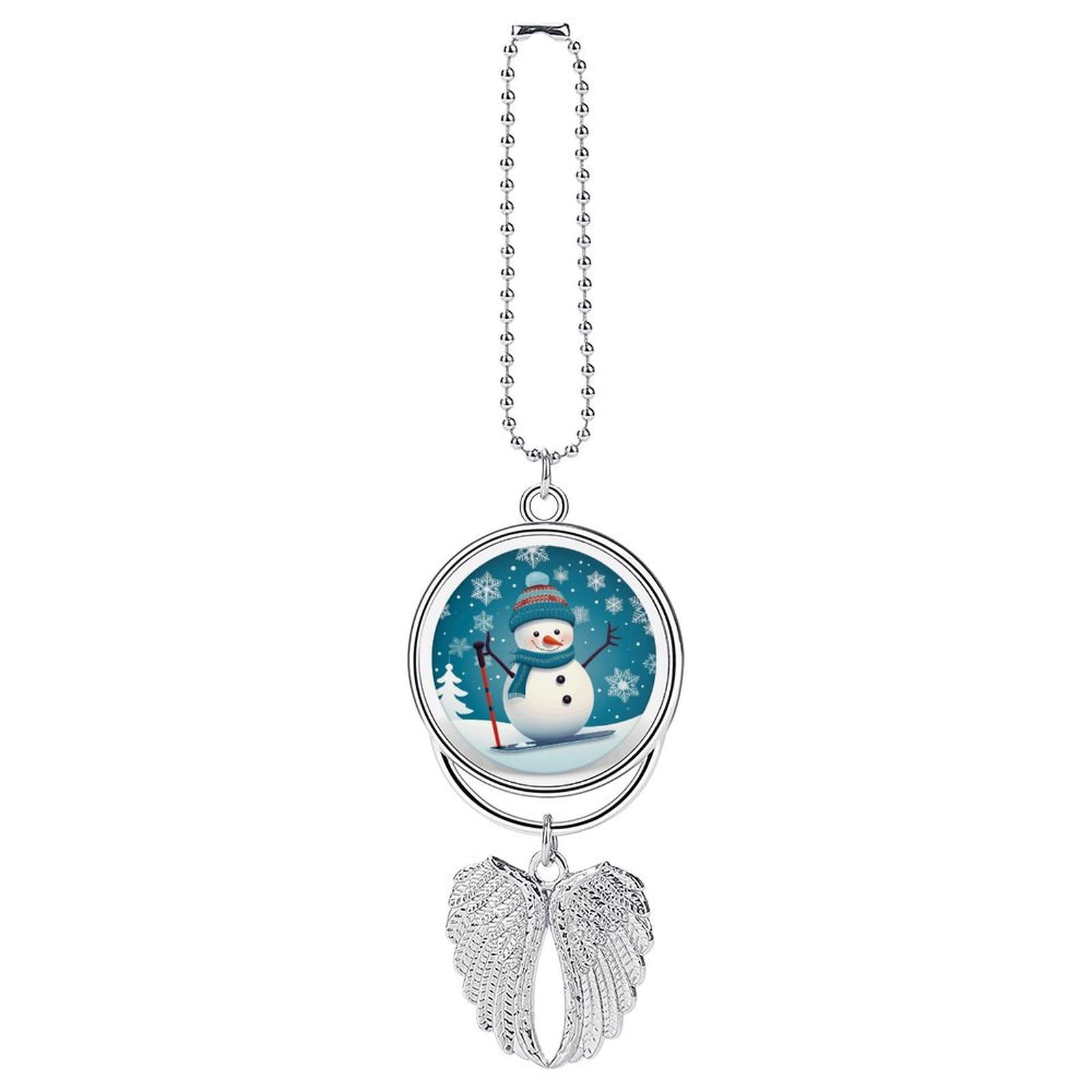 Lovely Christmas Cartoon Skiing Snowman Snowflake Car Pendant Hanging Swing Auto Rear View Mirror Hanging Car Rear View Mirror Charm Truck Hanger Ornament Charm for Car Rear View Mirrors Accessories