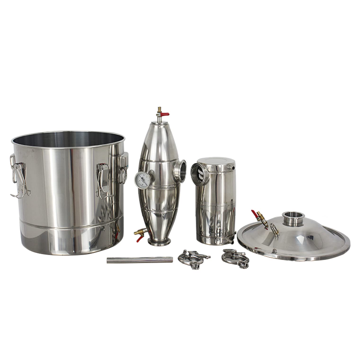 Destilador de Alcohol de Agua 30L 7.9 Gal Kit de Elaboración de Vino Kit de Preparación Casera Acero Inoxidable 304 con Termómetro para Licor/Whisky/Brandy/Aceite Esencial