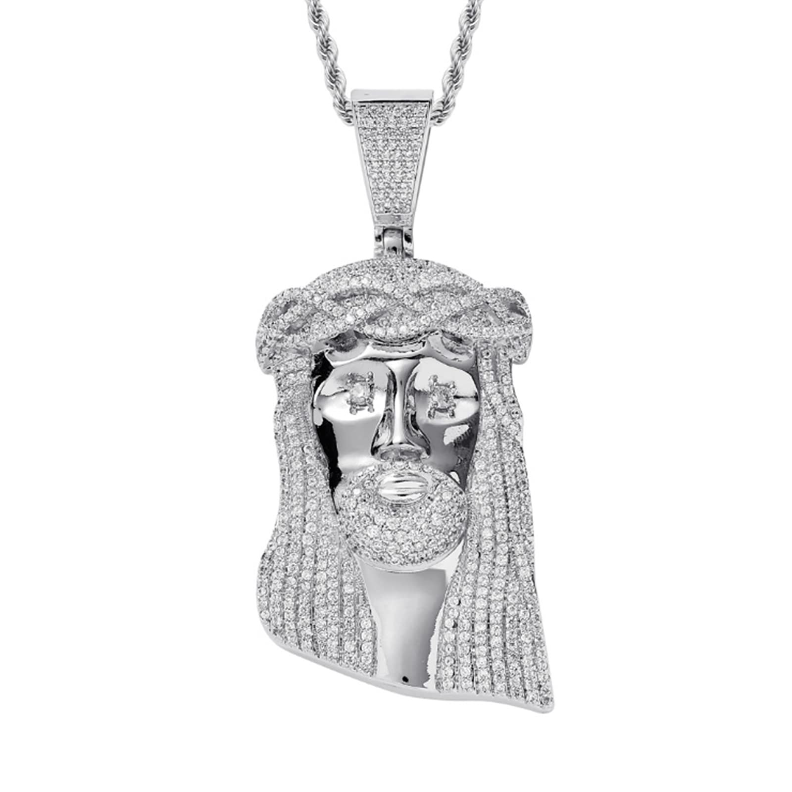 HCMA Hip Hop Jesus Pendant Necklace Full With AAA Cubic Zircon Necklace For Men Women Rapper Goth Gift