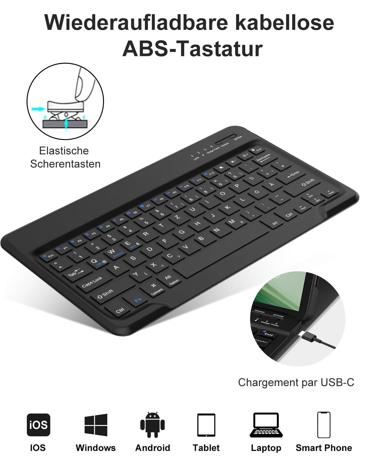 FOGARI Funda con teclado para tablet Honor Magic Pad 2 de 12,3 pulgadas, teclado alemán QWERTZ con Bluetooth desmontable magnético para Magic Pad 2 Tablet de 12,3 pulgadas, negro
