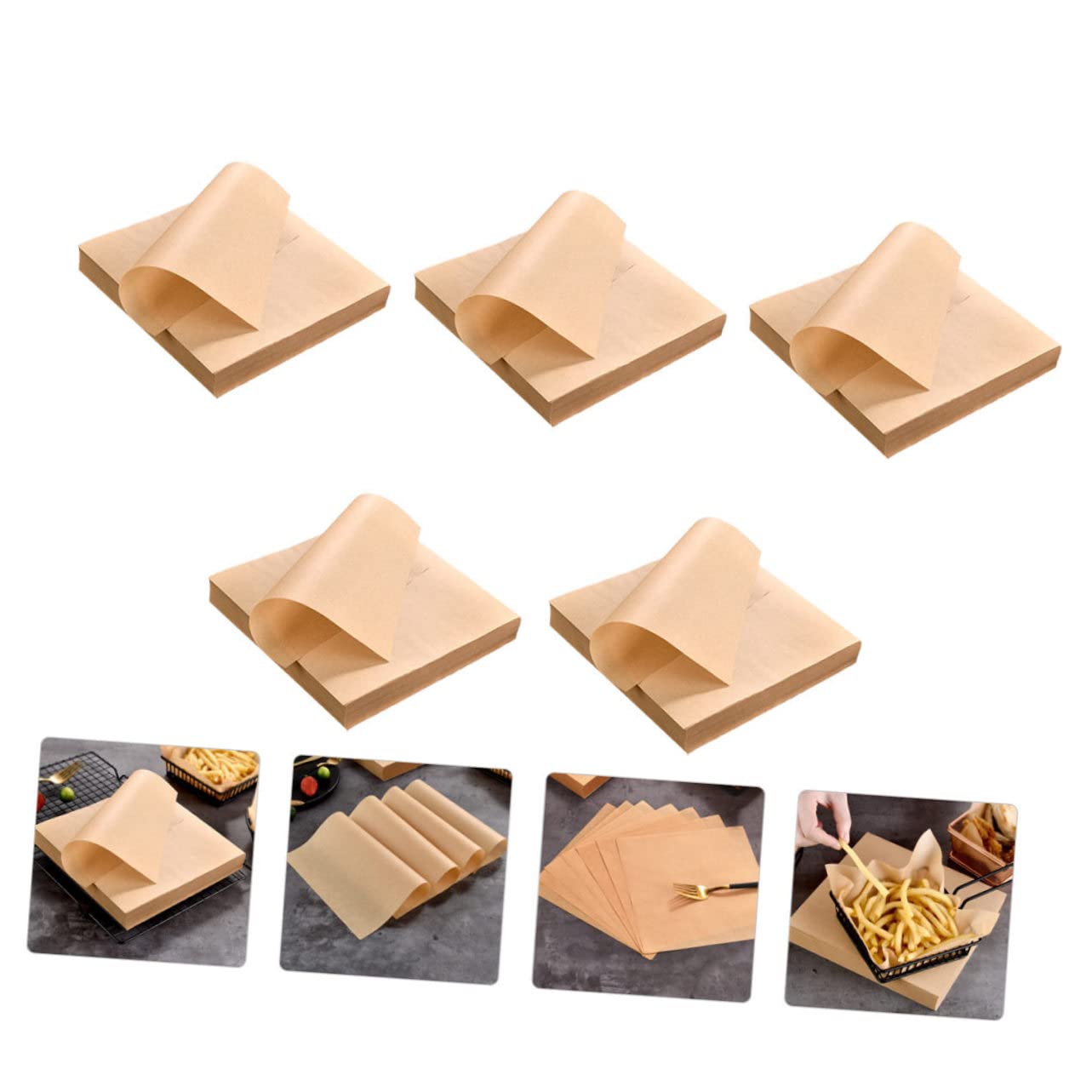Papel Para Envolver Alimentos Absorbente De Aceite 20x20 Cm Papel Kraft Natural 40 g Sin Olor Ecológico Para Snacks y Frituras Uso En Cocina 500 Hojas Paquete