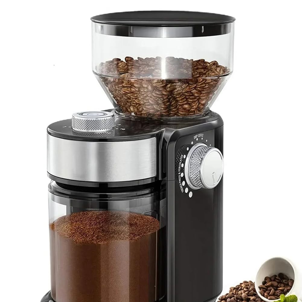 Molinillo de Café Eléctrico de 18 Velocidades con Fresas Ajustables, Máquina de Café, Trituradora, Enchufe Europeo.