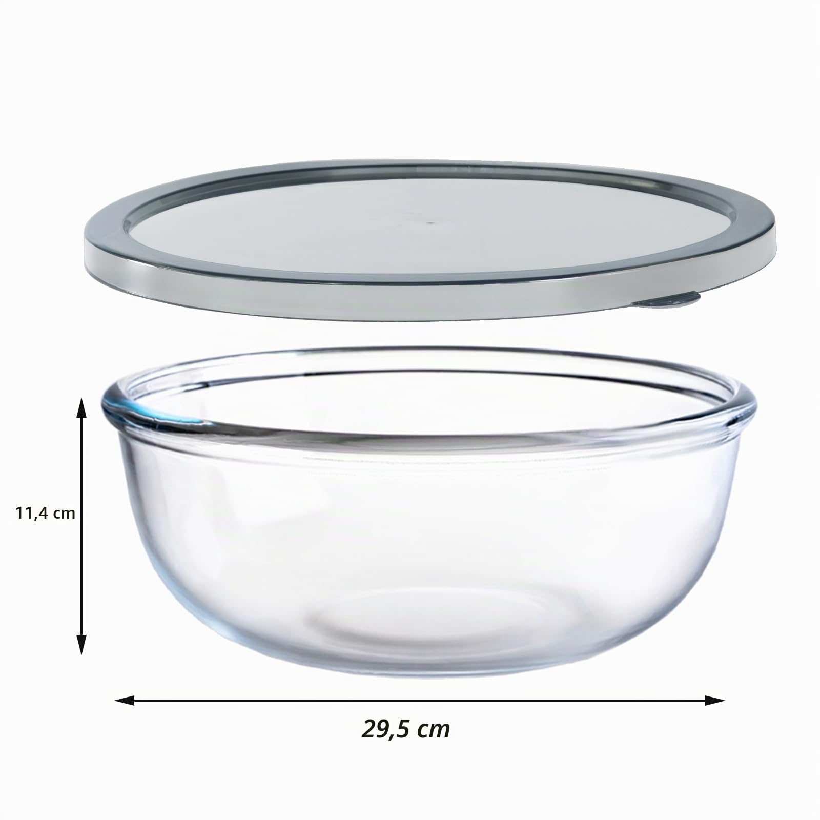 Extra große Glasschale für Sauerteigbrot, Glas-Rührschüssel für Sauerteigbrot mit Deckel, Backbehälter für Küche, Kühlschrank, Organisation