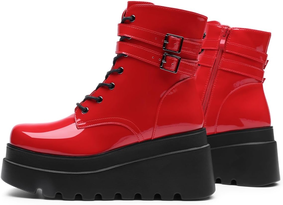 DREAM PAIRS Women Platform Combat Ankle Boots Goth Chunky High Heel Lace Up Motorcycle Booties - Image 5