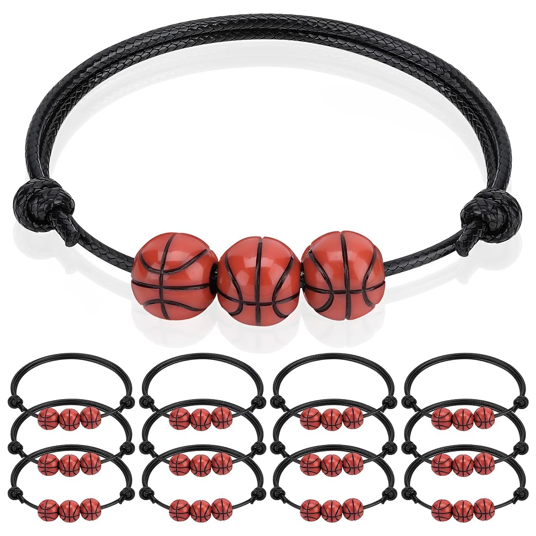 12 Pezzi Bracciali Intrecciati Basketball, Bracciale Regolabile,Basketball Charm Braccialetti, Braccialetto del Basket Sportivo,Bracciale Basket per Adolescenti Adulti Bomboniere